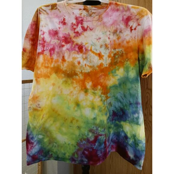 Ice Tie Dye T-Shirt Pink Yellow Multi Size 3XL - Picture 2 of 6